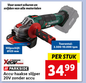 PARKSIDE Accu-haakse slijper 20V zonder accu