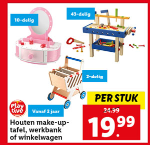Playtive Houten make-uptafel, werkbank of winkelwagen