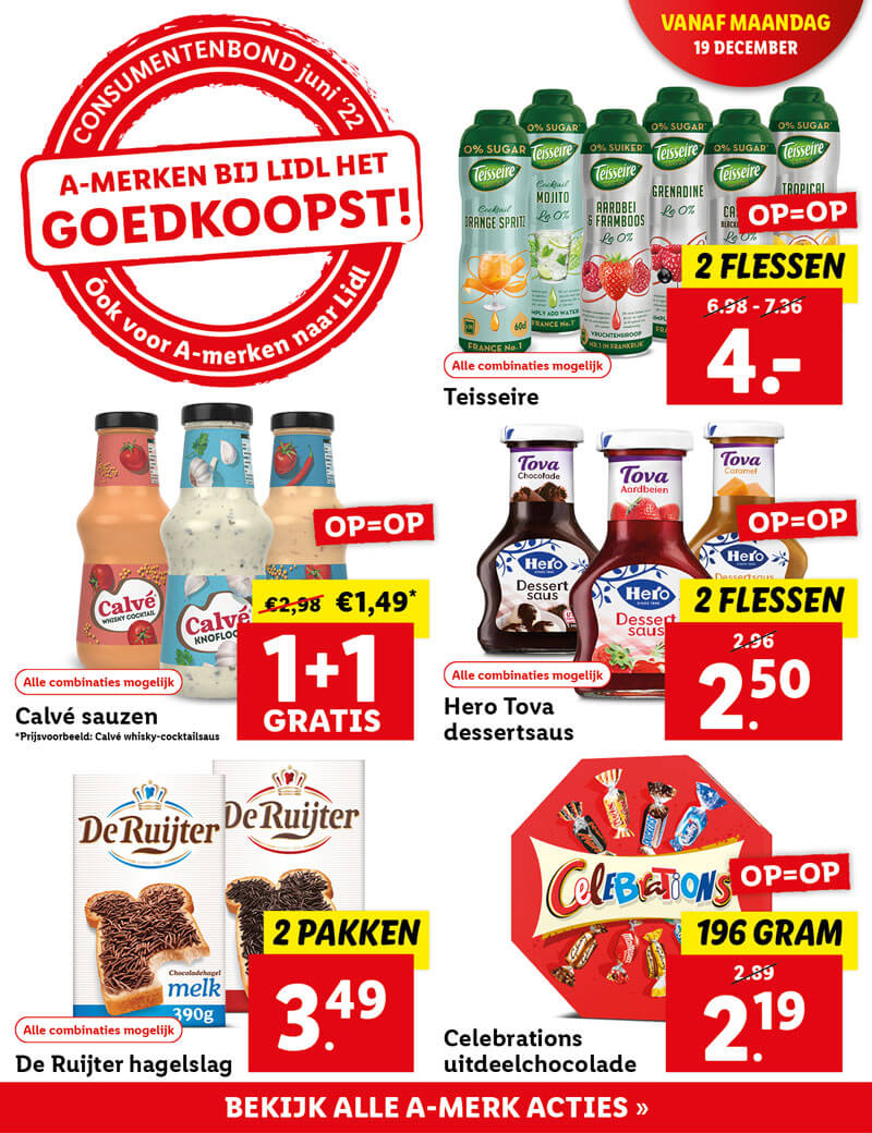 A-Merken bij Lidl het goedkoopst!