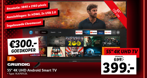 Grundig 55 inch 4K UHD Android Smart TV