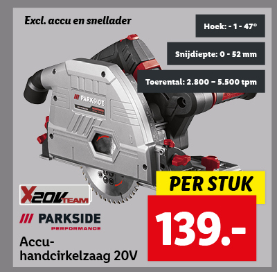 Parkside Performance Accu-handcirkelzaag 20V zonder accu