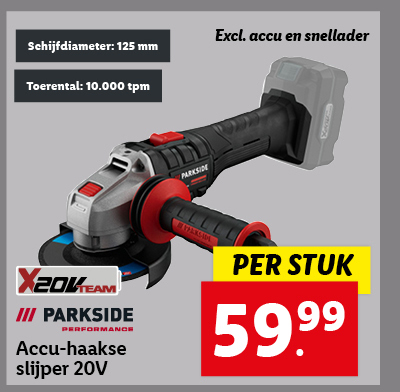 Parkside Performance Accu-haakse slijper 20V zonder accu