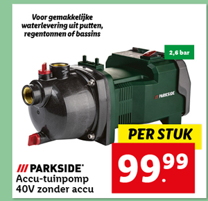 Parkside Accu-tuinpomp 40V zonder accu