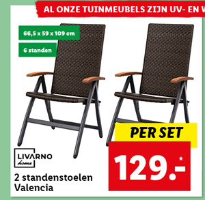 Livarno Home 2 standenstoelen Valencia bruin