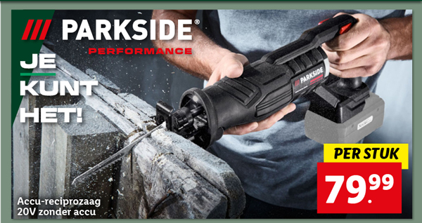 PARKSIDE PERFORMANCE Accu-reciprozaag 20V zonder accu