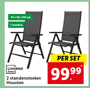 Livarno Home 2 standenstoelen Houston zwart/antraciet
