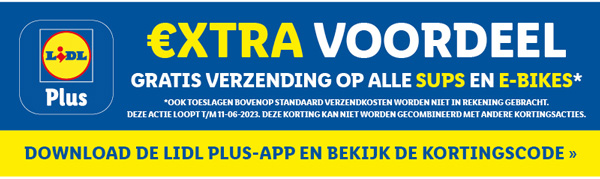 Extra voordeel: gratis verzending op alle e-bikes en SUP's met Lidl Plus